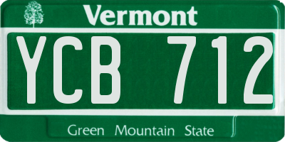 VT license plate YCB712