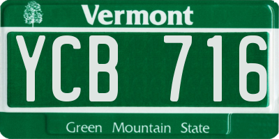 VT license plate YCB716