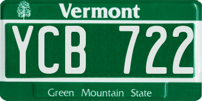 VT license plate YCB722