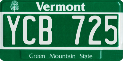 VT license plate YCB725