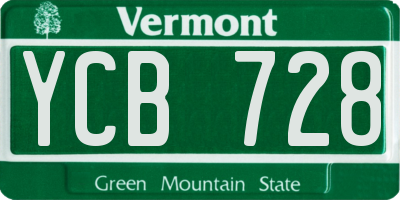 VT license plate YCB728
