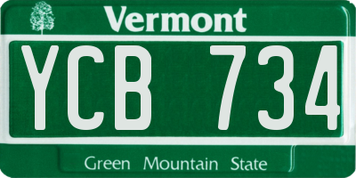 VT license plate YCB734