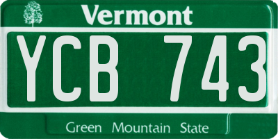 VT license plate YCB743