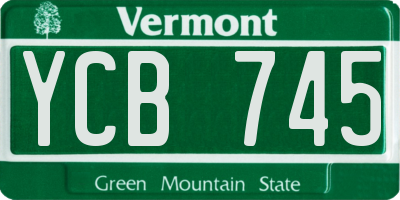 VT license plate YCB745