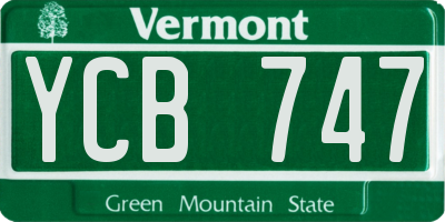 VT license plate YCB747