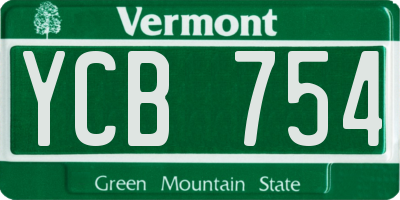 VT license plate YCB754