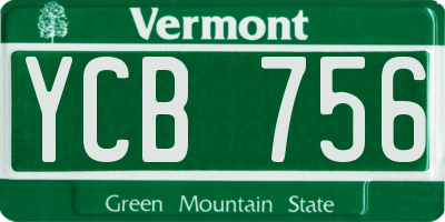 VT license plate YCB756