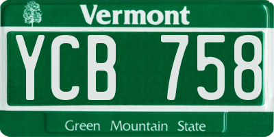 VT license plate YCB758