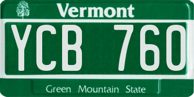 VT license plate YCB760