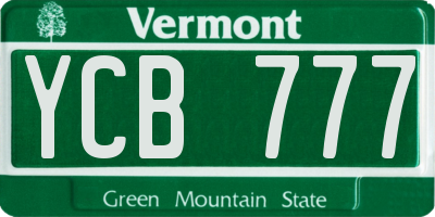 VT license plate YCB777