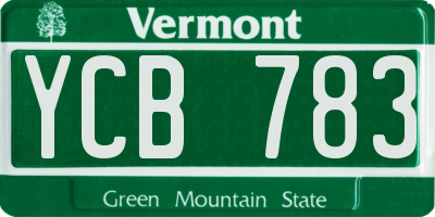 VT license plate YCB783