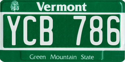 VT license plate YCB786