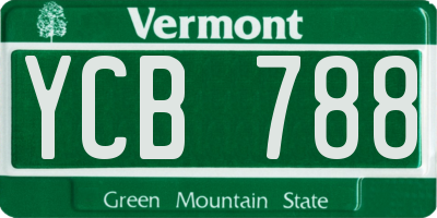 VT license plate YCB788