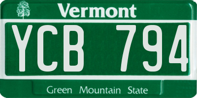VT license plate YCB794