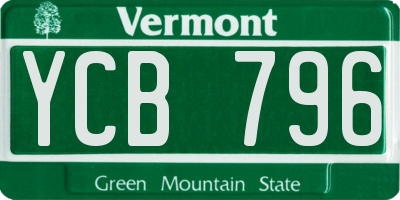 VT license plate YCB796