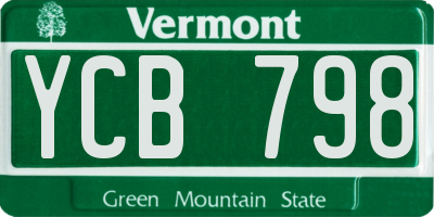 VT license plate YCB798