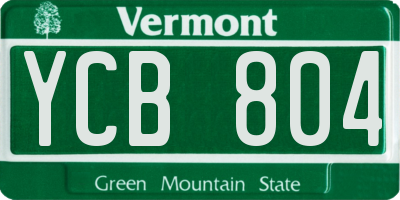 VT license plate YCB804