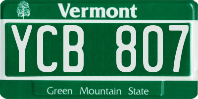 VT license plate YCB807