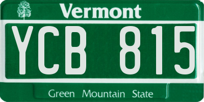 VT license plate YCB815