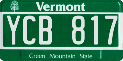 VT license plate YCB817