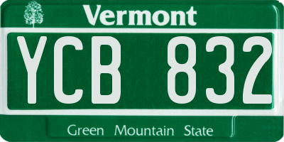 VT license plate YCB832