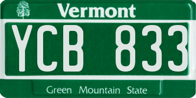 VT license plate YCB833