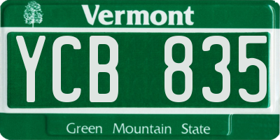 VT license plate YCB835