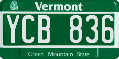 VT license plate YCB836