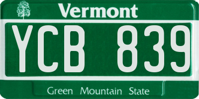 VT license plate YCB839