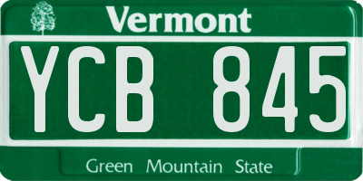 VT license plate YCB845
