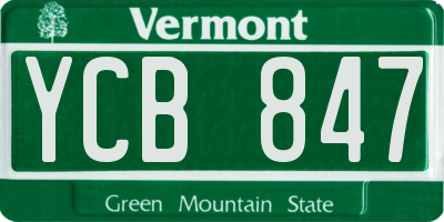 VT license plate YCB847