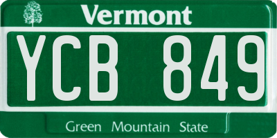 VT license plate YCB849