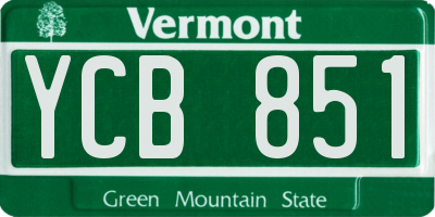 VT license plate YCB851