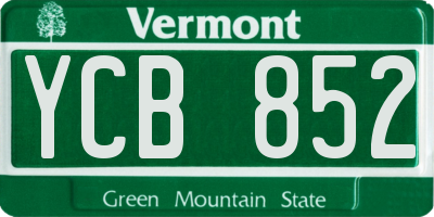 VT license plate YCB852