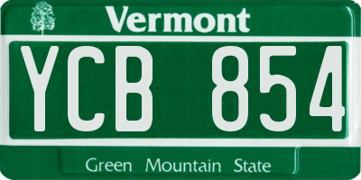 VT license plate YCB854