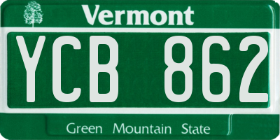 VT license plate YCB862