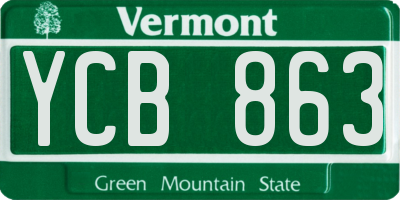 VT license plate YCB863