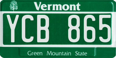 VT license plate YCB865