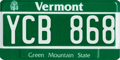 VT license plate YCB868