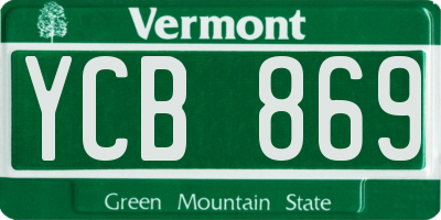 VT license plate YCB869