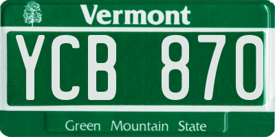 VT license plate YCB870