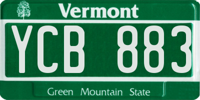 VT license plate YCB883