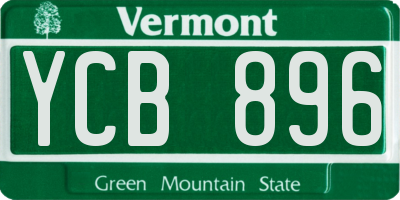 VT license plate YCB896