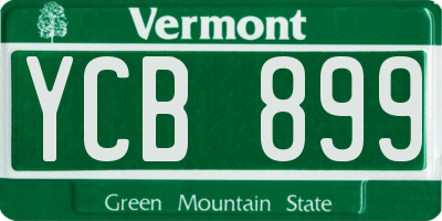 VT license plate YCB899