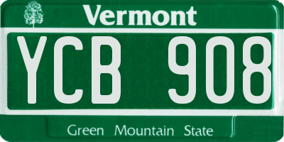 VT license plate YCB908
