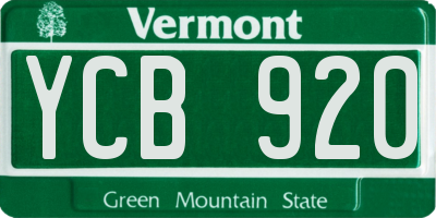 VT license plate YCB920