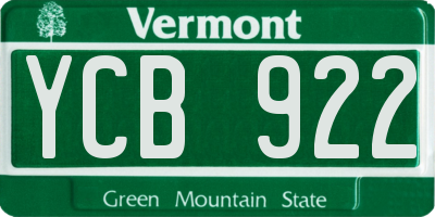 VT license plate YCB922