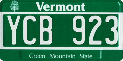 VT license plate YCB923