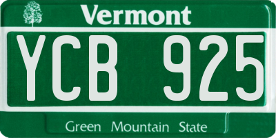 VT license plate YCB925