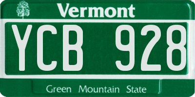 VT license plate YCB928